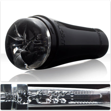 Flight Pilot Clear Ice Non-Anatomical Masturbation Sleeve Model 810476019440 for Men, Ribbons, Nodules, Black Case - Adult Naughty Store