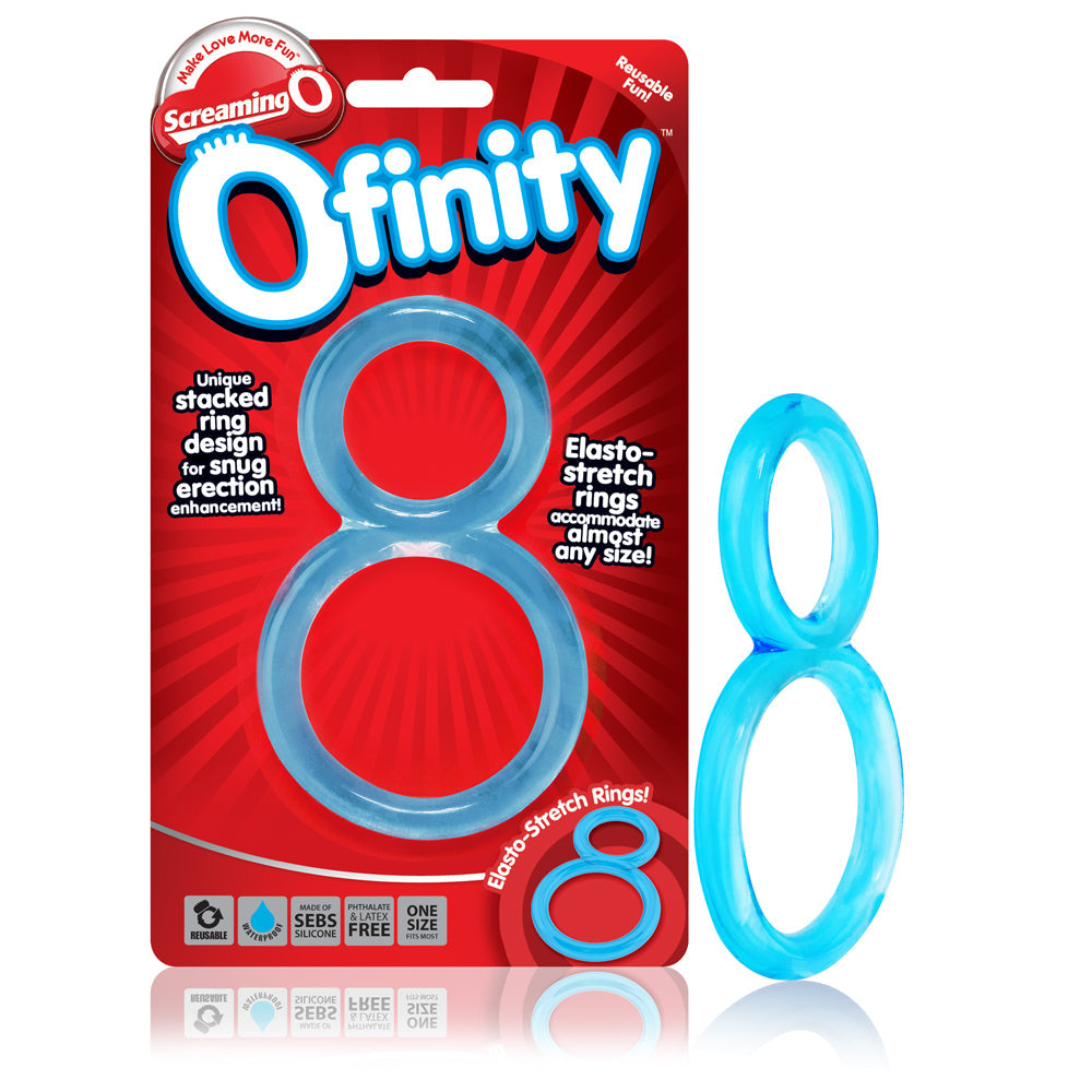 Ofinity Blue Stretchy Cock Ring - Model 817483011207 | Male Dual-Action Erection Enhancer | Ultimate Sensitivity and Orgasm Booster | Body-Safe SEBS | Blue - Adult Naughty Store