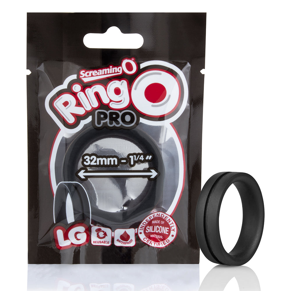 PleasureLux Silicone Penis Ring O Pro Large Black - Model No. 817483011641 - Men's Intimate Pleasure Accessory - Adult Naughty Store