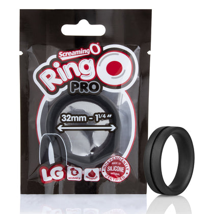 PleasureLux Silicone Penis Ring O Pro Large Black - Model No. 817483011641 - Men's Intimate Pleasure Accessory - Adult Naughty Store