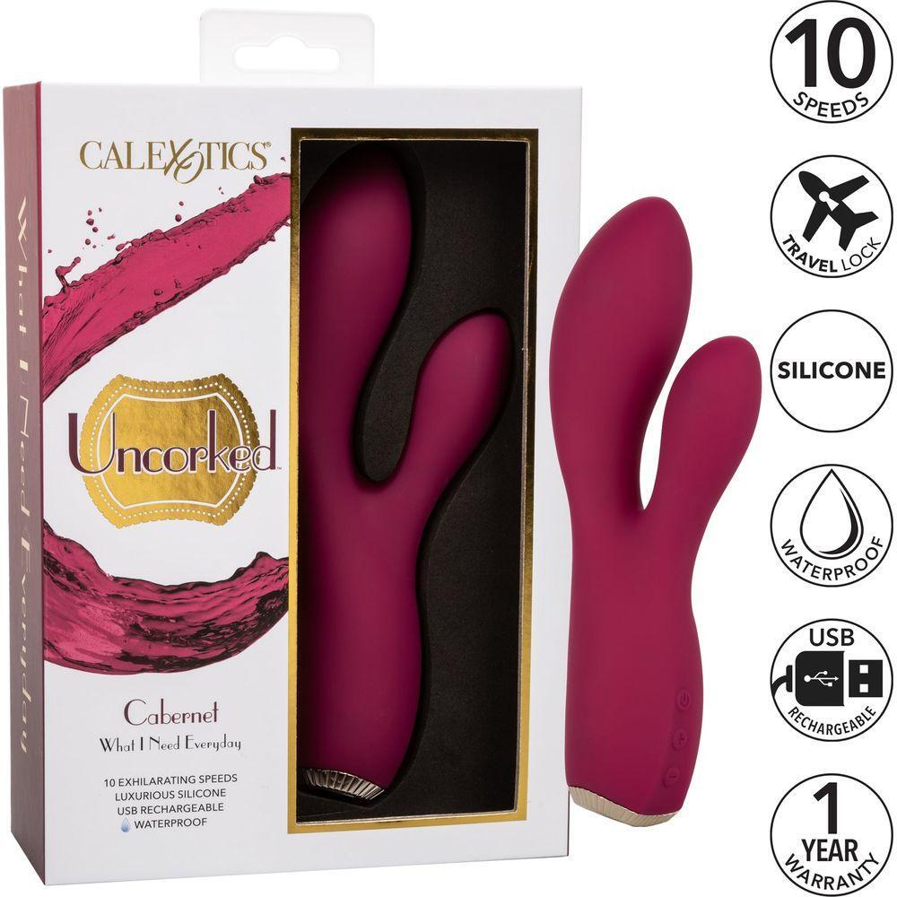 Cabernet Dual Massager Vibrator - Uncorked Series - Model CXT-2001 - For Women - Full-Body Stimulation - Deep Red - Adult Naughty Store