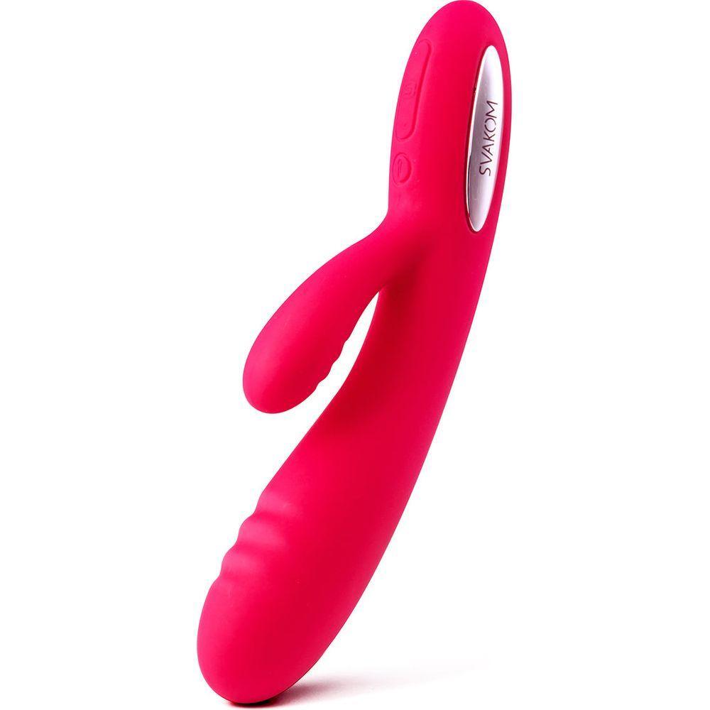 SVAKOM Adonis Ribbed Clitoris Massager Vibrator - Model AD-36R, Plum Red - Adult Naughty Store
