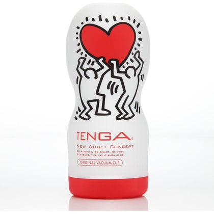 TENGA Keith Haring Vacuum Cup Male Masturbator - Model X1 | Intense Suction Stimulation for Men | Pleasure Enhancer in Vibrant Red - Adult Naughty Store
