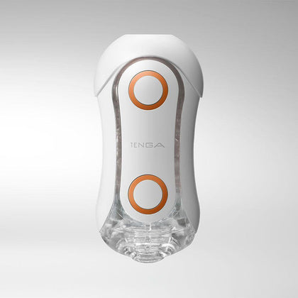 TENGA Flip Orb Orange Crash Male Masturbator - Model FO-01 - Vibrating Hourglass-shaped Pleasure Device for Intense Sensations - Adult Naughty Store