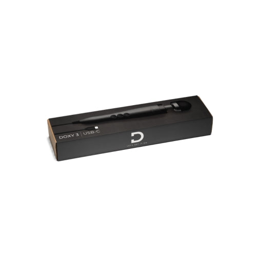 Doxy 3 USB-C Wand Massager - Model D3M10 - Gender-Neutral Full Body Pleasure Toy - Black Matte - Adult Naughty Store