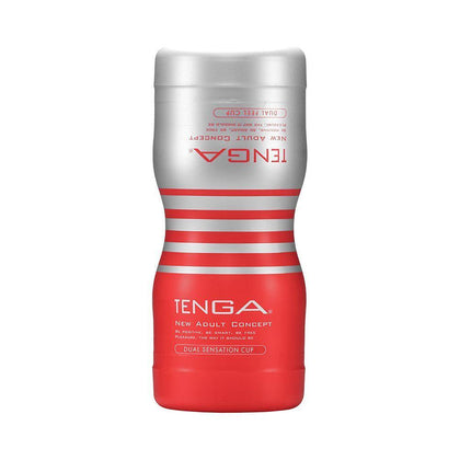 TENGA Dual Sensation Cup - Revolutionary Two-in-One Pleasure Experience for Men - Model DS-100 - Intense Stimulation for Both Sweet and Bitter Sensations - Red and Silver - Adult Naughty Store