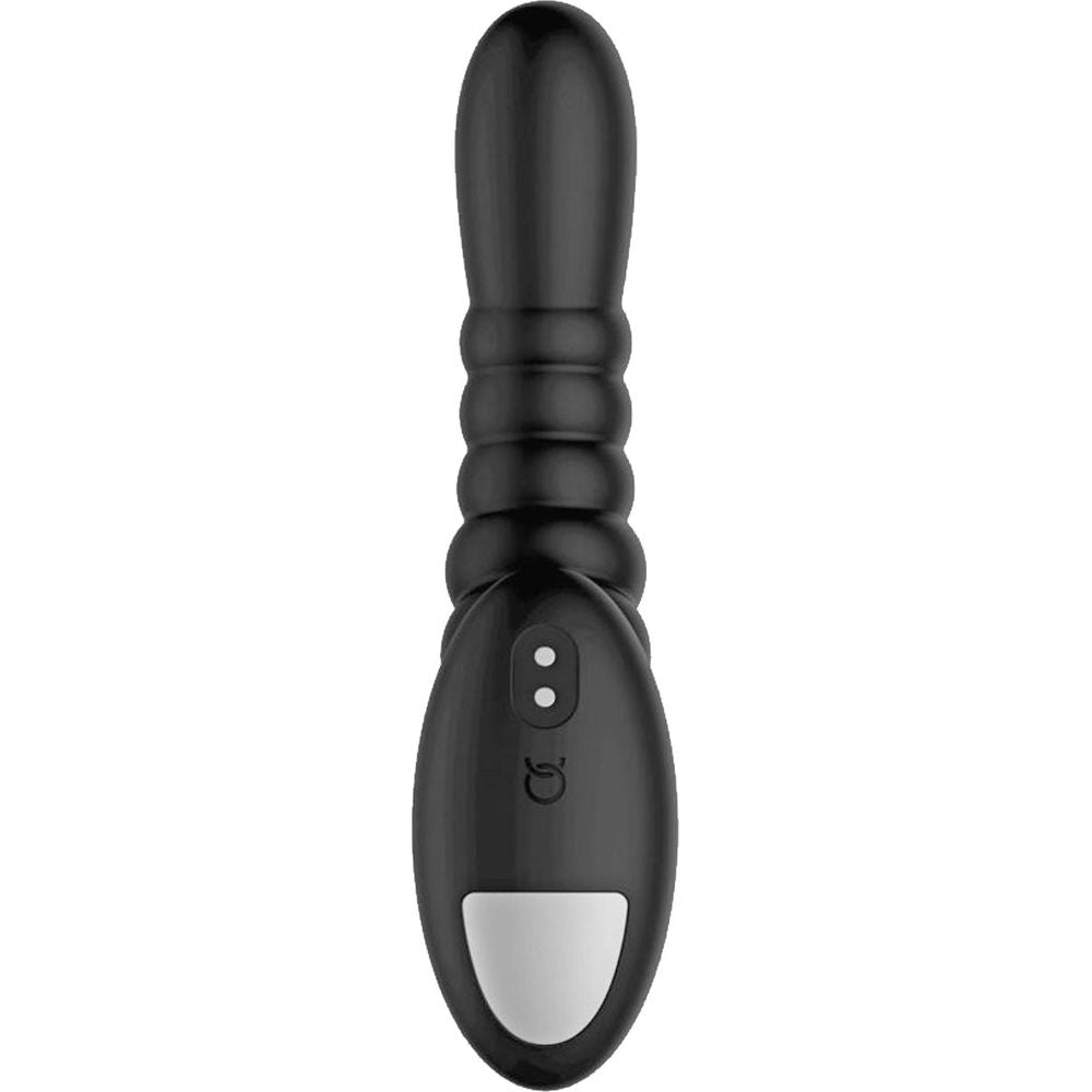 Introducing the Ribbed Pro Massager - Black: A Premium Silicone Vibrating Prostate Pleasure Device with 10 Vibration Modes - Adult Naughty Store