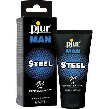 pjur MAN STEEL Gel 50ml - Intense Invigorating Paprika and Menthol Gel for Men's Pleasure, Model X-50, Rejuvenating and Stimulating, Steel Grey - Adult Naughty Store
