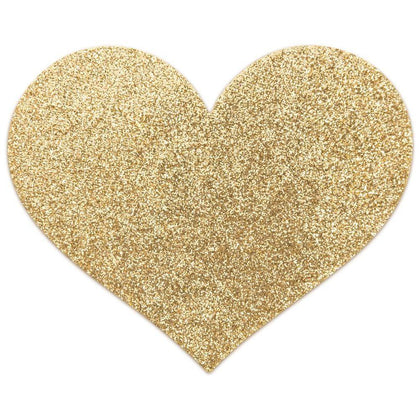 Bijoux Indiscrets Flash Heart Gold Nipple Pasties - Sensual Body Decor for Women - Model X1 - Golden Shimmer - Adult Naughty Store