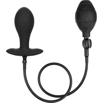 CalExotics Large Weighted Silicone Inflatable Plug - Model X1 | Unisex Anal Pleasure | Deep Black - Adult Naughty Store
