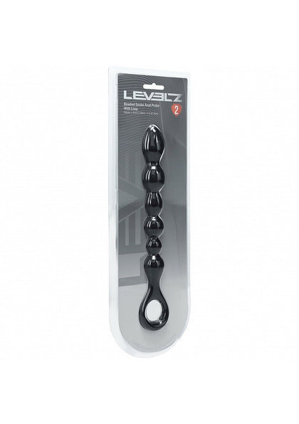 LEVELZ - Beaded Snake Silicone Anal Probe with Loop - Black