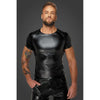 Introducing the Seductive Wetlook T-Shirt with Snake Wetlook Sleeves for Men - Embrace Sensual Style in Black!