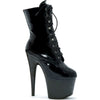 Black Seductress Platform Ankle Boots - 7 Inch Stiletto, Lace-Up Front, Inner Zipper - Adult Naughty Store