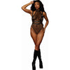 Dreamgirl Seduction Sensation Fishnet Teddy with Faux-Leather Harness - Black - Adult Naughty Store