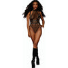 Dreamgirl Seduction Sensation Fishnet Teddy with Faux-Leather Harness - Black - Adult Naughty Store