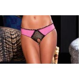 Crotchless Frills Panty With Back Bows Pink S/M