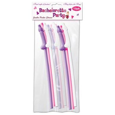 Bachelorette Party Pecker Straws Assorted Colors 10 Pack