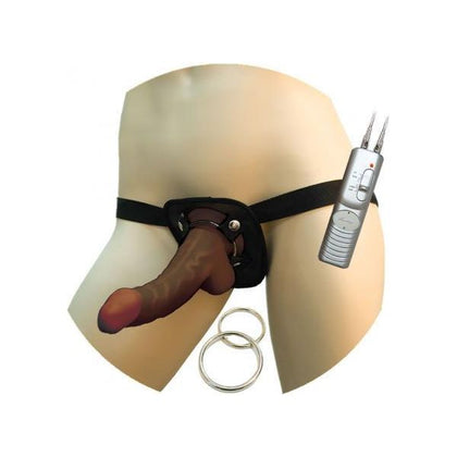 Real Skin Afro American Whoppers Vibrating 8 Inch Dong With Harness - Brown