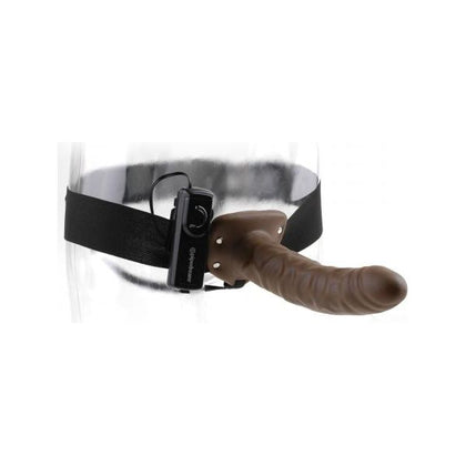 Fetish Fantasy 8in Vibrating Hollow Strap-on Brown