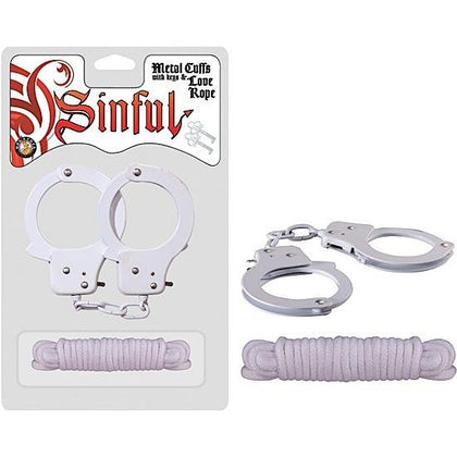 Sinful Metal Cuffs W/keys & Love Rope