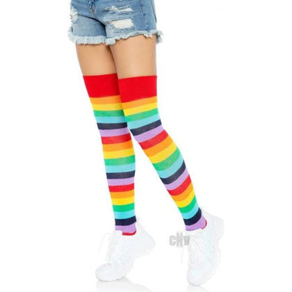 Lycra Acrylic Rainbow Thigh High Stockings O/S