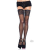 Lycra Sheer Thigh High W/5in Silicone Lace Top O/s Black