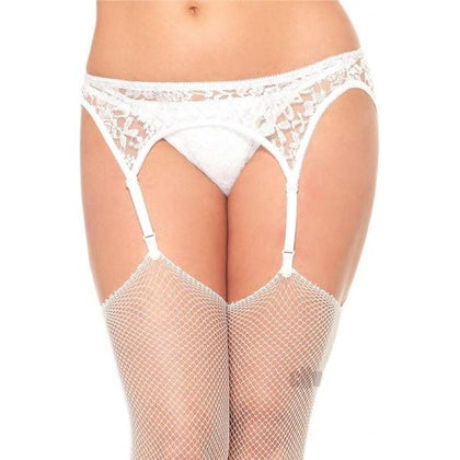 Lace Garter Belt with Thong Panty O/S White