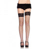 Fence Net Stocking w/Lace Top O/S Black