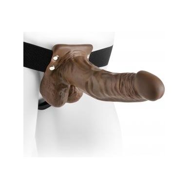 Fetish Fantasy 7 inches Hollow Strap On With Balls Brown