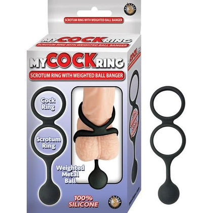 My Cock Ring Scrotum Ring With Weighted Ball Banger Silicone Black