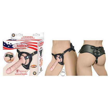 All American Whoppers 5 inches Straight Dong Beige & Universal Harness