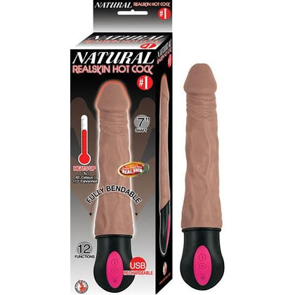 Natural Realskin Hot Cock #1 Fully Bendable 12 Function Usb Cord Included Waterproof Brown