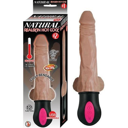 Natural Realskin Hot Cock #2 Fully Bendable 12 Function Usb Cord Included Waterproof Brown