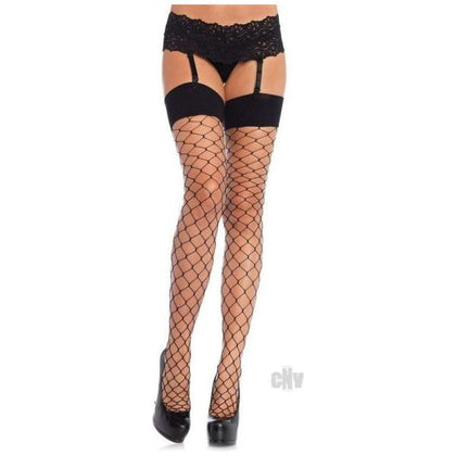 Spandex Fence Net Stockings With Reinforced Toe And Comfort Wide Band O/s Black