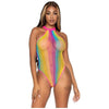 Rainbow Striped Halter Bodysuit O/s Multicolor