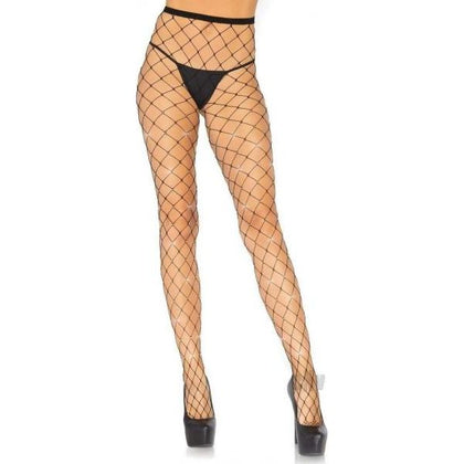 Iridescent Rhinestone Fence Net Tights. Black O/s