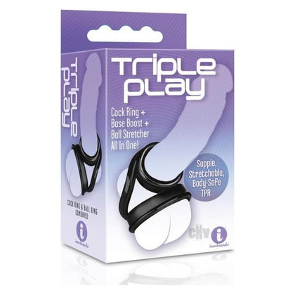 Triple Play Cock Ring, Base Boost, Ball Stretcher Black