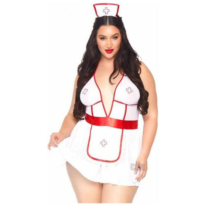 3 Pc Nightshift Nurse, Includes Deep-v Babydoll Dress, G-string, And Matching Headband.