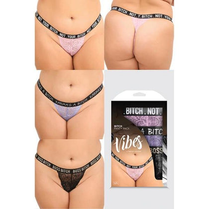 Vibe Bitch 3pk Lace Thong Panty Set Queen