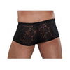 Male Power Stretch Lace Mini Shorts Black Medium