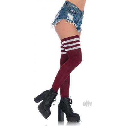 Athlete Thigh Highs With 3 Stripes O/S Burgundy