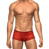 Male Power Stretch Lace Mini Short Red Medium