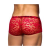 Male Power Stretch Lace Mini Short Red Medium