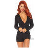 Brushed Rib Romper Long Johns With Cheeky Snap Closure Back Flap. Black Med/lge