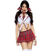 4-piece Miss Prep School Cropped Tie Top, Skirt, Tie, And Hair Bows M/l Red/white