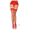 Stay Up Lace Top Back Seam Fishnet Thigh Highs Red Black O/S