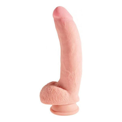 King Cock Triple Density 10 inches Fat Dildo with Balls Beige