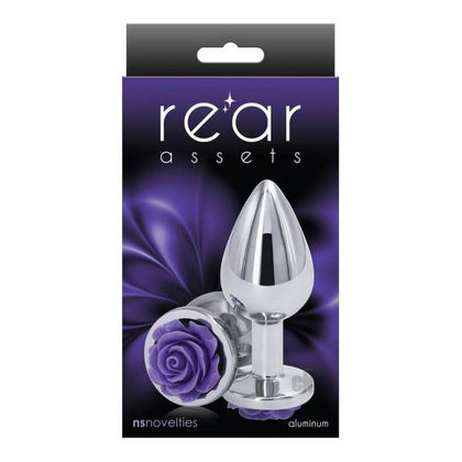 Rear Assets Rose Anal Plug - Medium - Purple