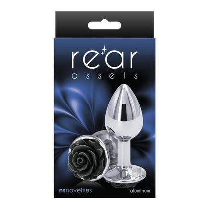 Rear Assets Rose Anal Plug - Small - Black