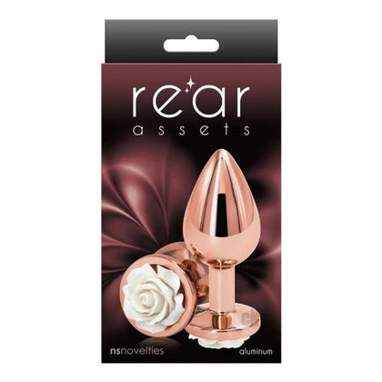 Rear Assets Rose Anal Plug - Medium - White